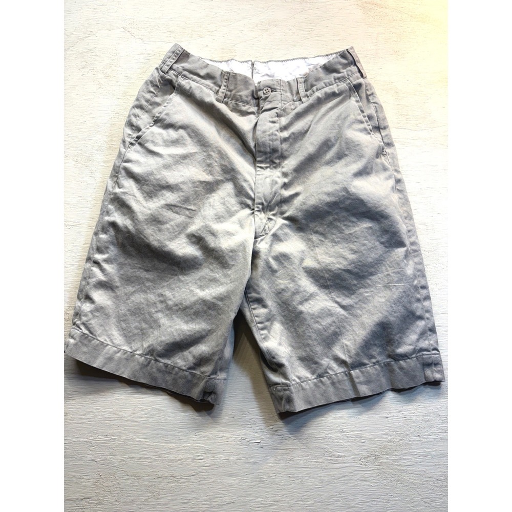 Vintage Military Khaki Chino Shorts Mens 32L Tan Cotton Twill Tropical - Picture 2 of 5